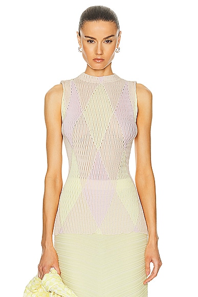 VERSACE Orchid Sleeveless Top in Bianco & Rosa