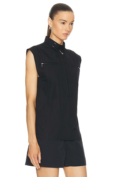 Shop Burberry Zip Front Top In Black