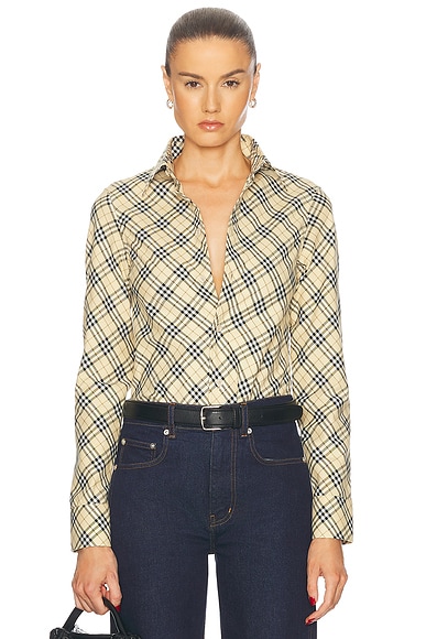 Balenciaga Long Sleeve Swing Shirt in Yellow White FWRD