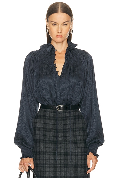 Burberry Long Sleeve Blouse in Black IP Pattern
