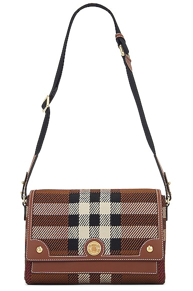 Burberry Medium Note Knit Check Bag in Brown