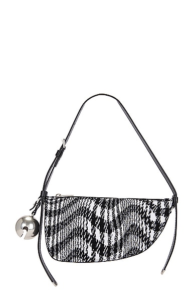Shop Burberry Small Shield Sling Bag In Black & White