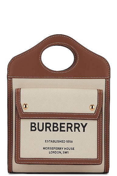 Burberry Canvas Pocket Bag in Natural & Malt Brown