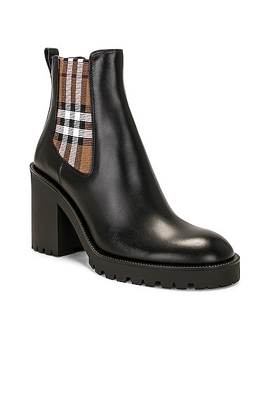 Shop Burberry Leather Ankle Boot In Black