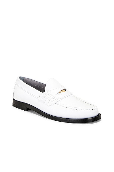 Shop Burberry Leather Loafer In Optic White