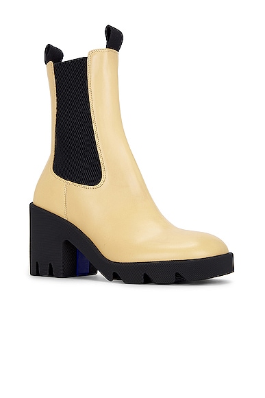 Shop Burberry Stride Chelsea Bootie In Custard