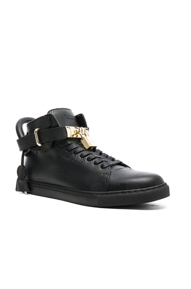 100MM High Top Pebbled Leather Sneakers