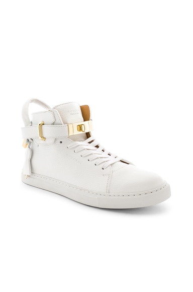 100MM High Top Pebbled Leather Sneakers