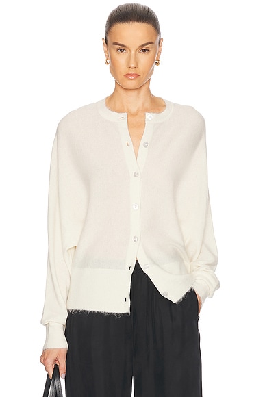 Loewe Anagram Intarsia Cardigan in Soft White & Multi | FWRD