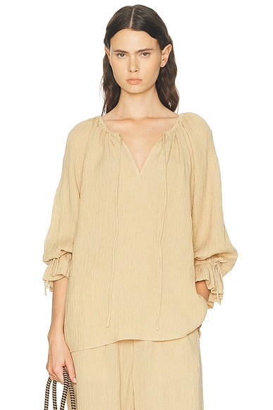By Malene Birger Rose Weave Top in Dark Sand