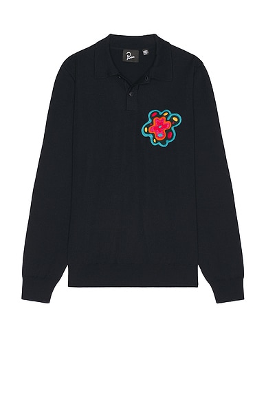 Flower Blob Knitted Polo Sweater