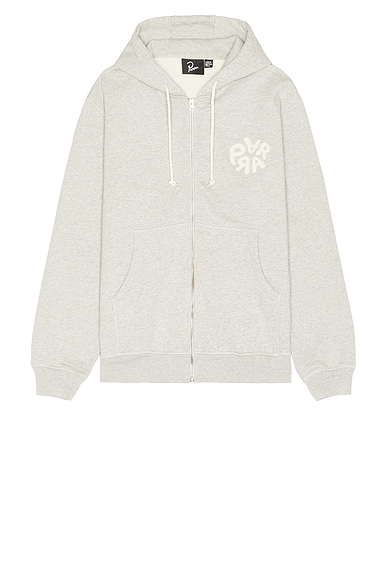 By Parra 1976 Logo Zip Hooded Sweatshirt in Heather Grey