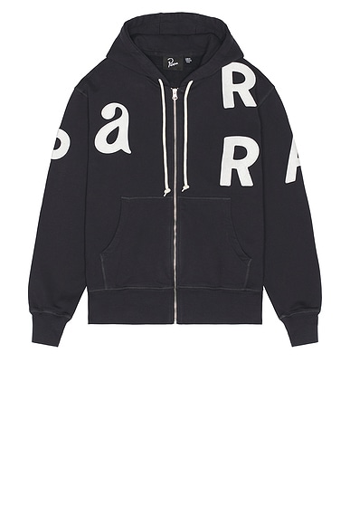 By Parra Word Salad Zip Hooded Sweatshirt in Dark Navy