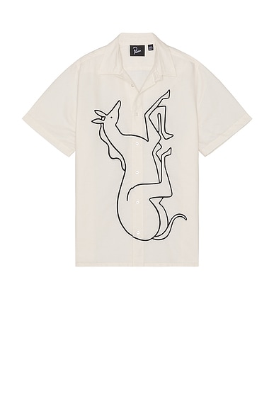 By Parra Vertical Horse Short Sleeve Shirt in Off White