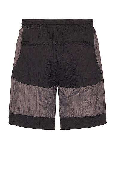 Shop C2h4 Wrinkled Nylon Arch Panelled Track Shorts In Black & Gray