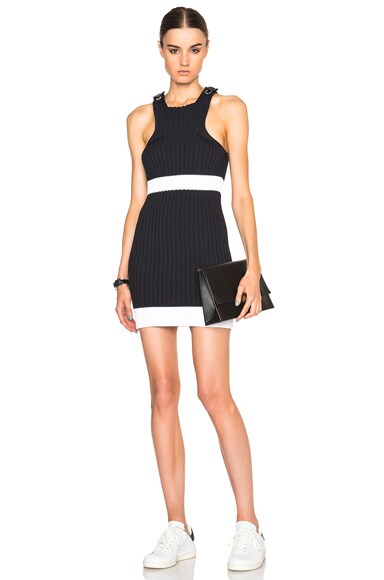 Calvin Klein Collection Winslow Modern Viscose Rib Stripe in Black & White  | FWRD