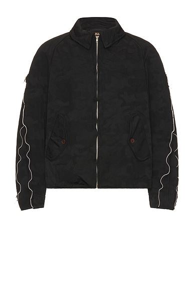 COMME des GARCONS BLACK Camouflage Pattern Garment Treated Jacket in Black