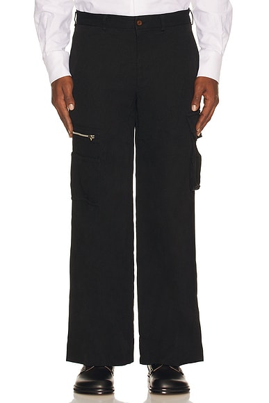 COMME des GARCONS BLACK Garment Treated Cargo Pocket Pant in Black
