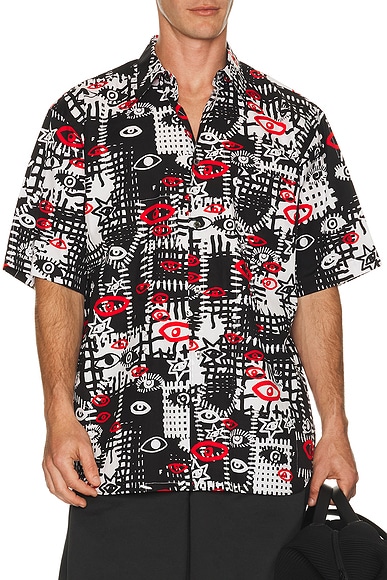 COMME des GARCONS BLACK x Filip Pagowski Printed Shirt in Black, White, & Red