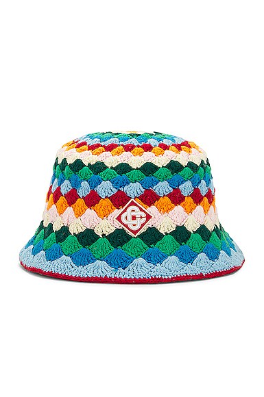 Casablanca Shell Striped Crochet Hat in Rainbow Multi | FWRD