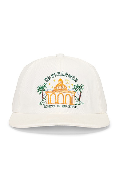 Casablanca School of Beautiful Embroidered Cap in White