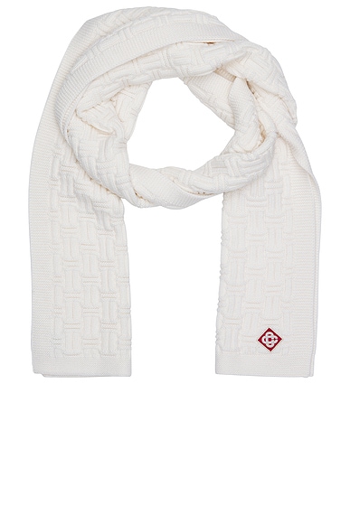 Casablanca Column Stitch Scarf in White