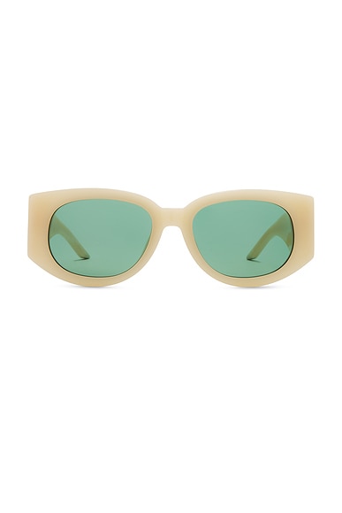 Acetate Metal Oval Wave Sunglasses