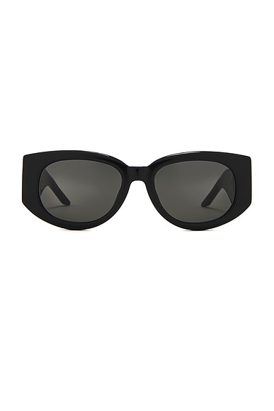 Casablanca Acetate Metal Oval Wave Sunglasses in Black & Yellow