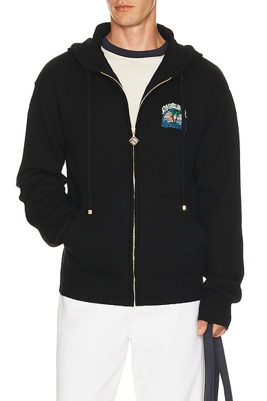 Casablanca Palm Tree Emblem Zip Up Hoodie in Palm Tree Emblem
