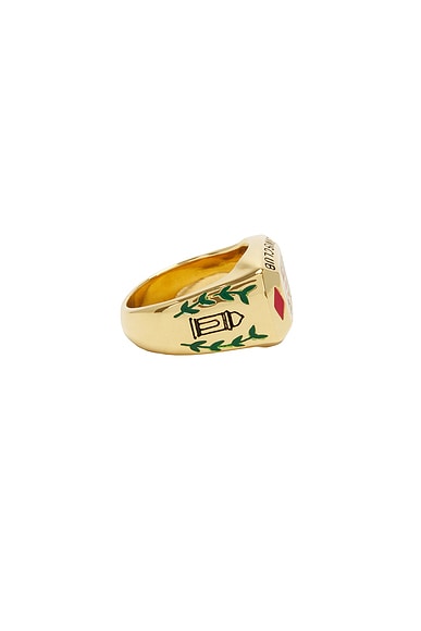 Shop Casablanca Tennis Club Ring In Gold & Green