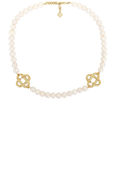 Casablanca Medium Pearl Logo Necklace in Pearl