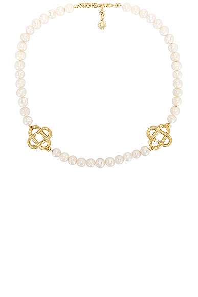 Casablanca Medium Pearl Logo Necklace in Pearl