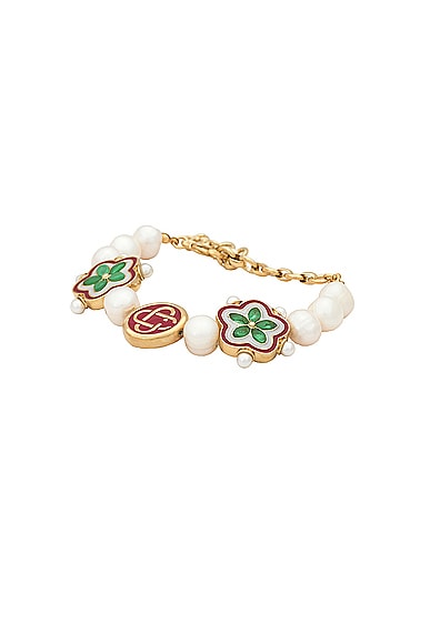 Casablanca Gradient Flower Bracelet in Pearl & Multi