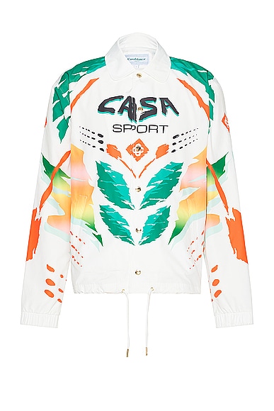Casablanca Printed Coach Jacket in Casa Moto White