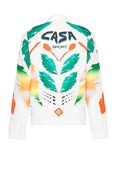 Shop Casablanca Printed Coach Jacket In Casa Moto White