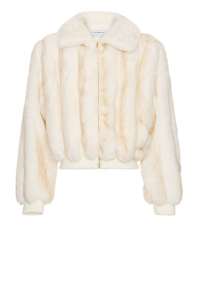 Casablanca Faux Fur Jacket in Off White | FWRD