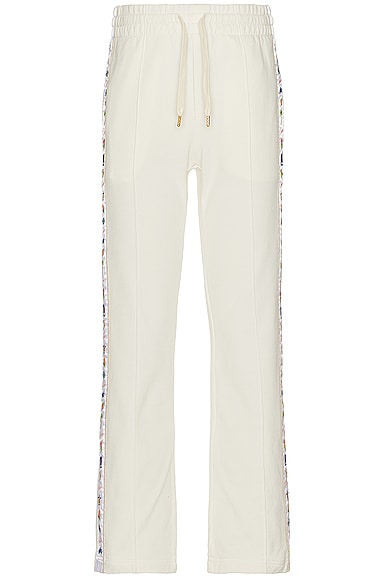 Casablanca Casa Icons Embroidered Satin Tape Sweatpants in White