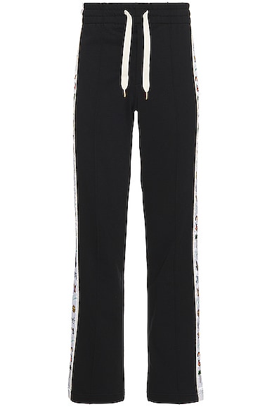 Embroidered Satin Tape Sweatpant