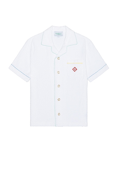 Casablanca Towelling Short Sleeve Shirt in White