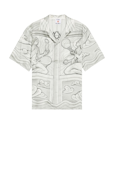 Casablanca Short Sleeve Cuban Collar Shirt in Sacred Stone