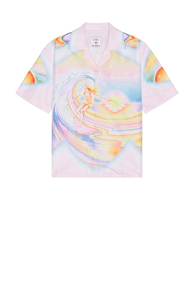 Casablanca Printed Swim Open Collar Shirt in Psychedelic Nirvana