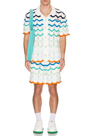 Gradient Wave Texture Shirt