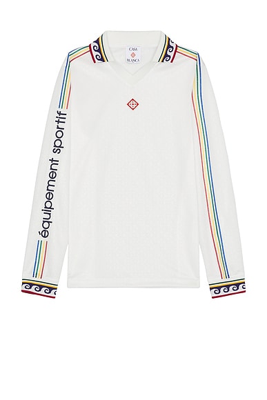 Casablanca Long Sleeve Football Shirt in Bright White