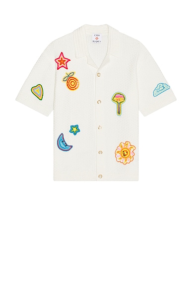 Casablanca Crochet Shirt With Patches in White