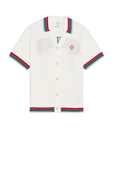 Casablanca Sporty Faux Crochet Shirt in White