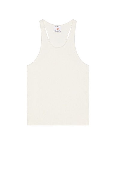 Casablanca Boucle Ribbed Vest in White
