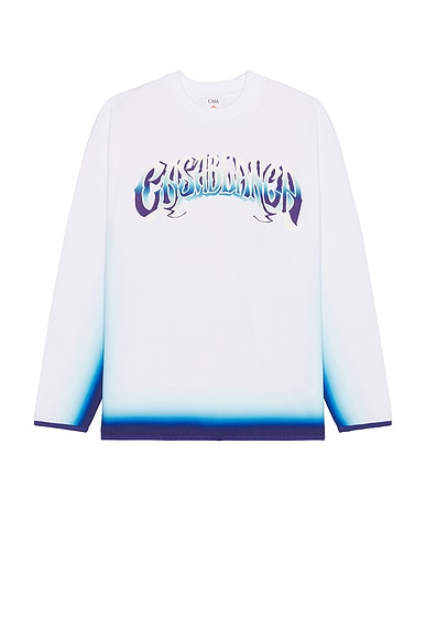Spray Dye Gradient Faded Logo Long Sleeve Tee