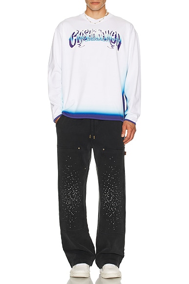 Spray Dye Gradient Faded Logo Long Sleeve Tee