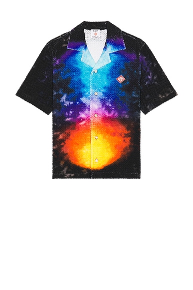 Casablanca Open Collar Jacquard Monogram Shirt in Tie Dye