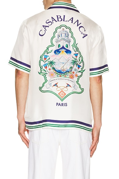 Casablanca Hotel Emblem Cuban Collar Shirt in Hotel Emblem